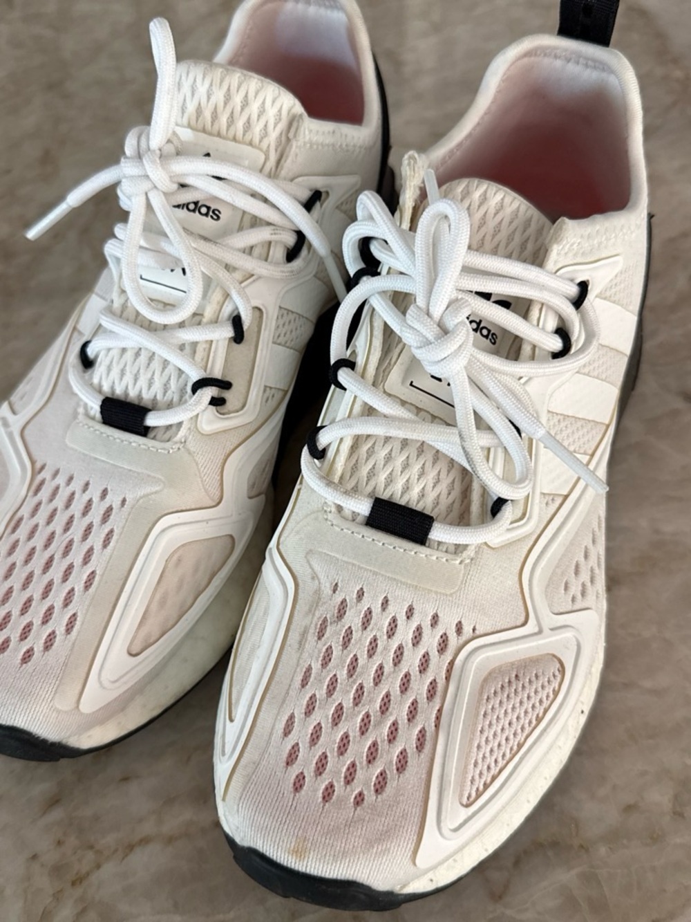 adidas Women's White and Black Mesh Athletic Sneakers